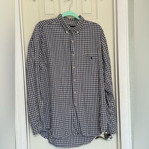 Ralph Lauren Men's Plaid Shirt 100% Cotton Marlowe  XL - Blue and White